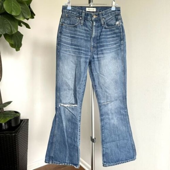 Madewell Women’s High-rise Rigid Flare Distressed Ripped Jeans 25 - Picture 2 of 12